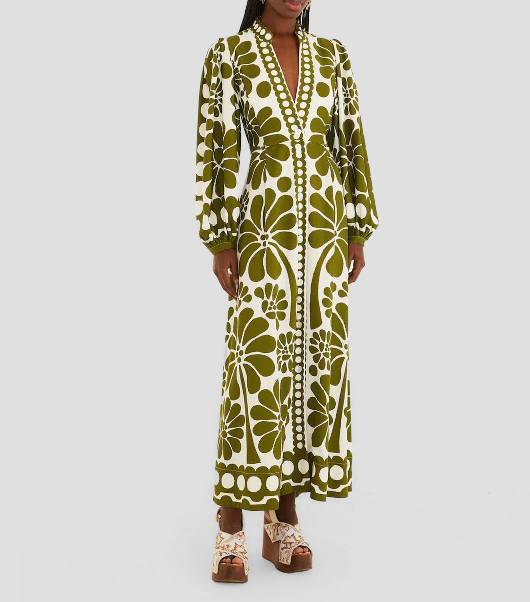 Vestido largo manga larga estampado Palermo Mujer